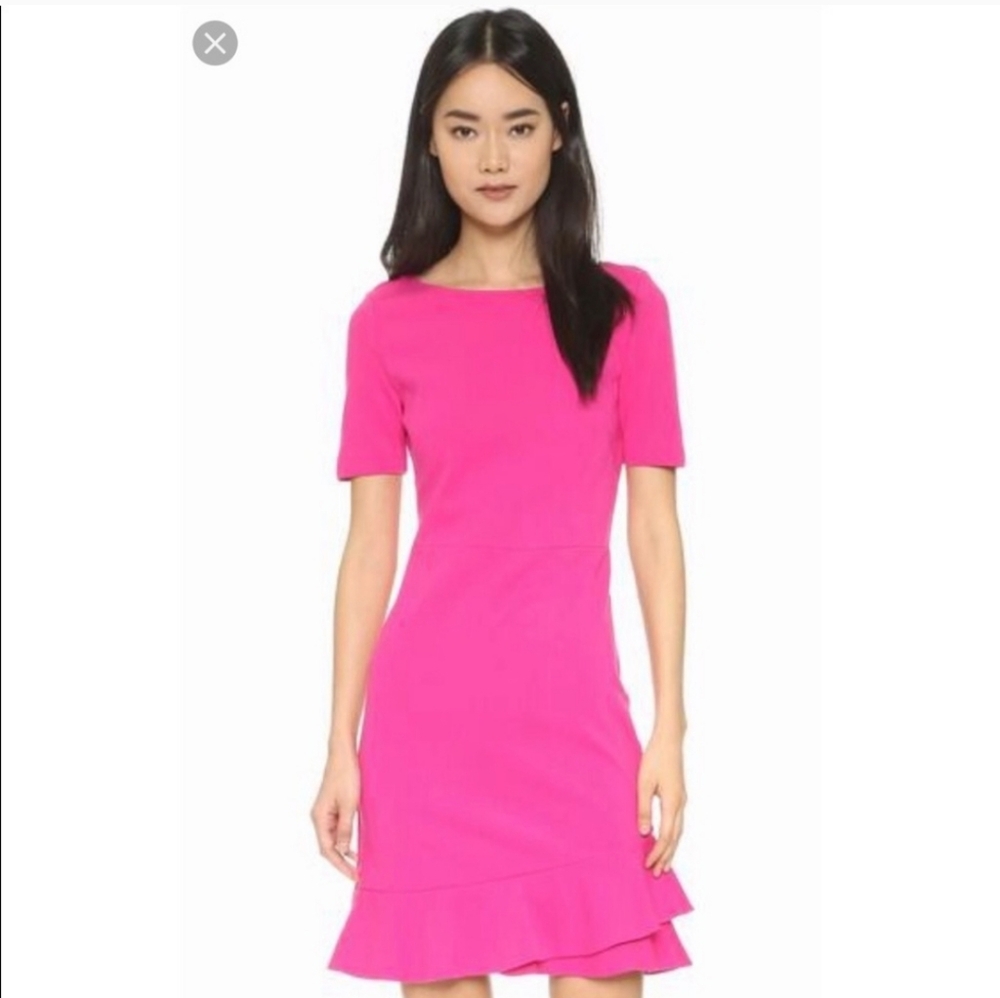 DVF Serafina Ruffle Crepe Sheath Dress Vivid Pink
